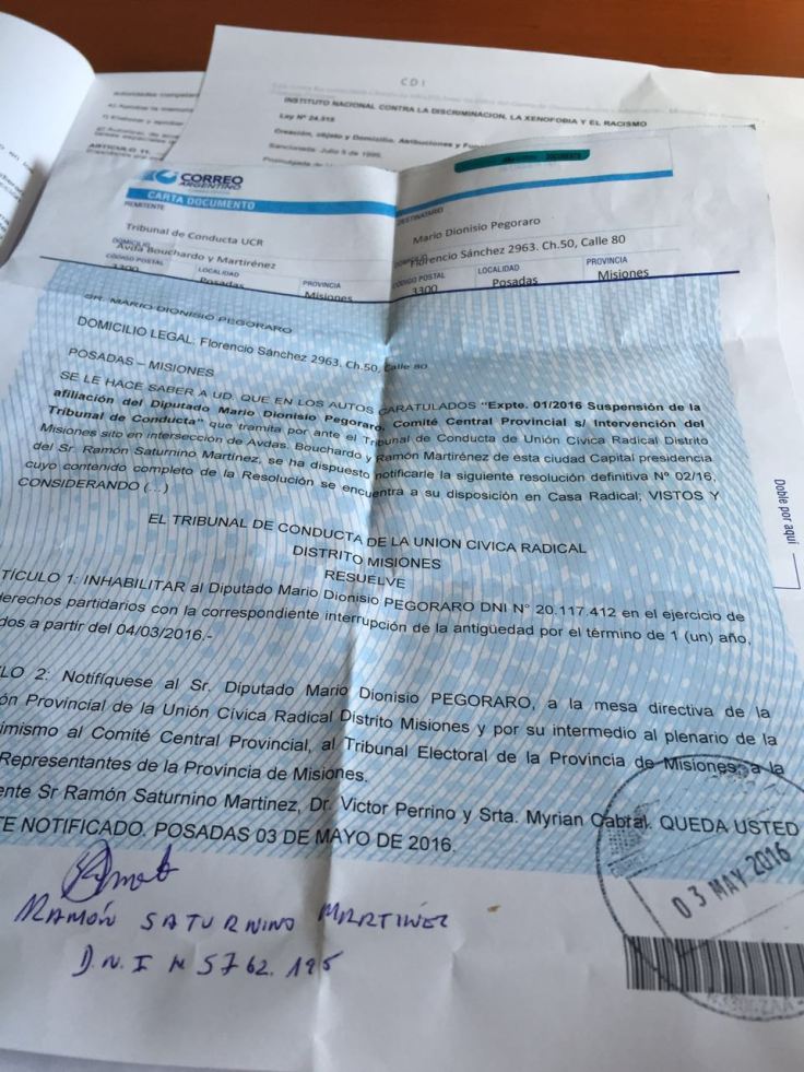 inhabilitacion mario pegoraro