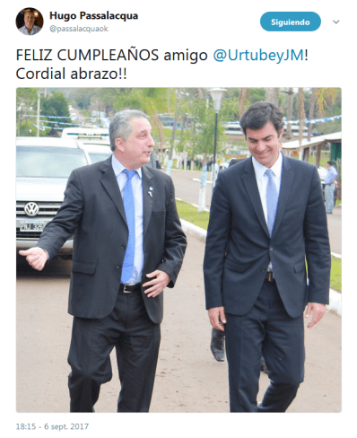 captura twitt passalacqua cumpleaños de urtubey
