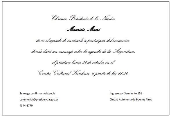 invitación macri