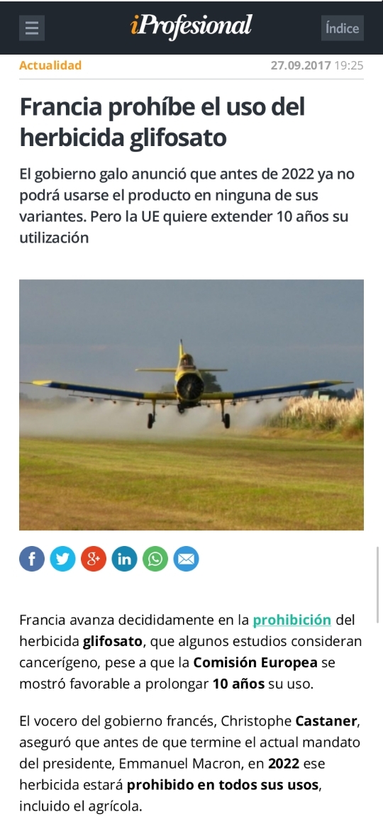 captura francia y el glifosato