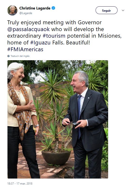 twitt de lagarde junto a passalacqua