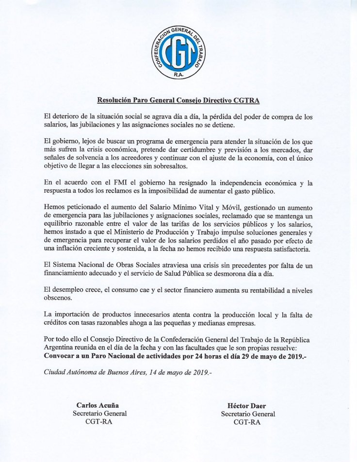 paro cgt 29 de mayo