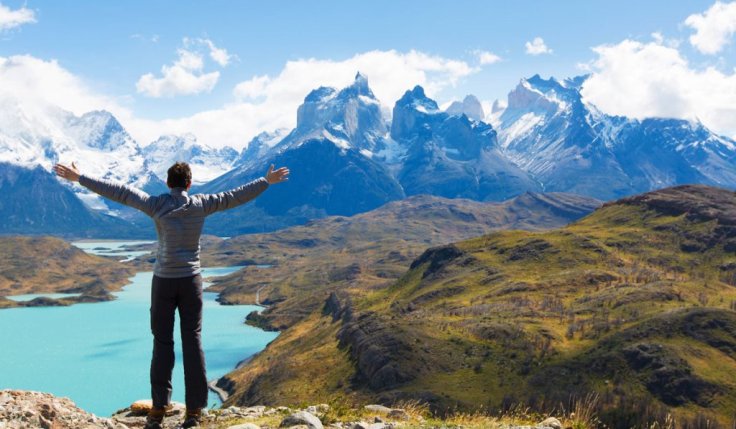 man hiking in patagonia